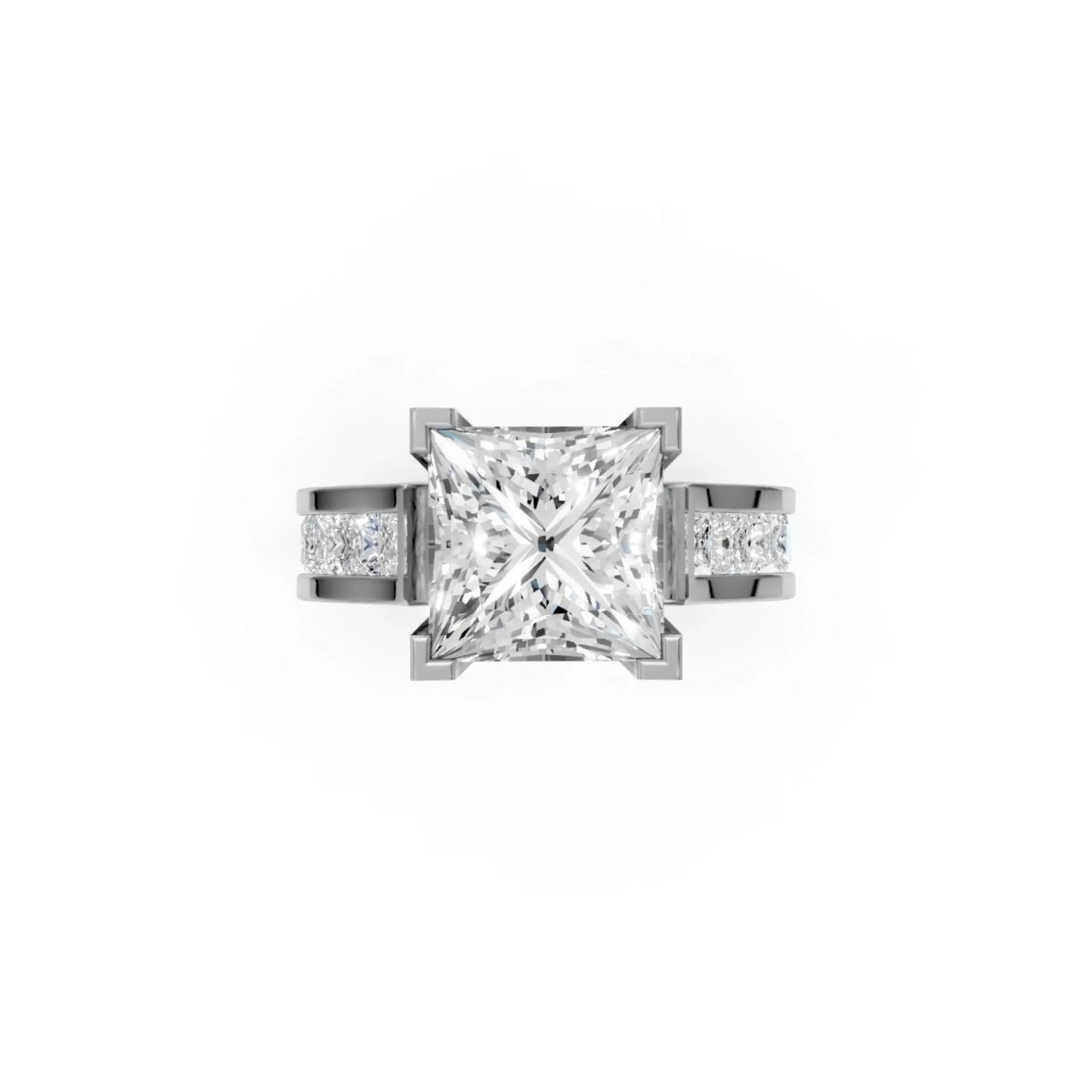 Princess-Cut Channel Ring White Gold