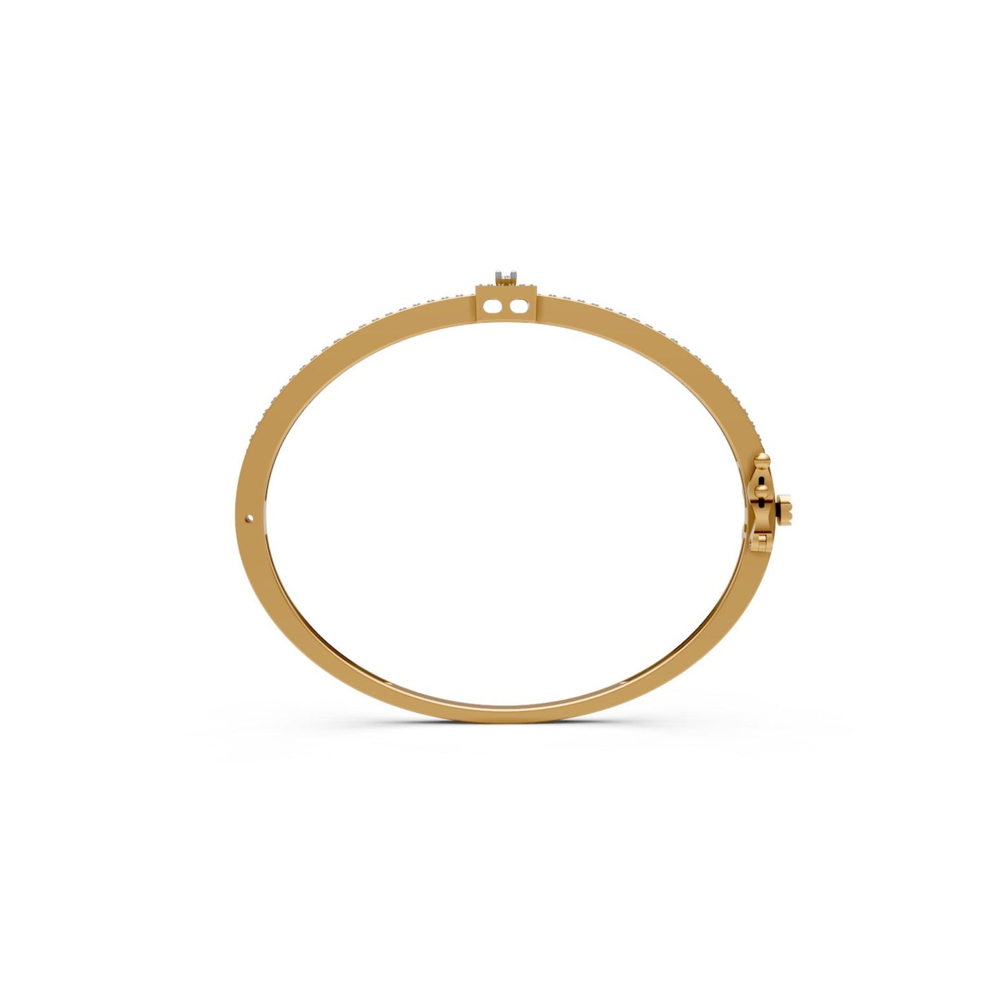 Classic Diamond Halo Bangle Yellow Gold