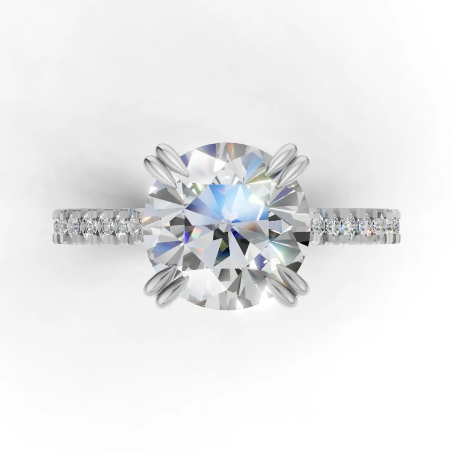 Radiant Pavé Solitaire Ring White Gold