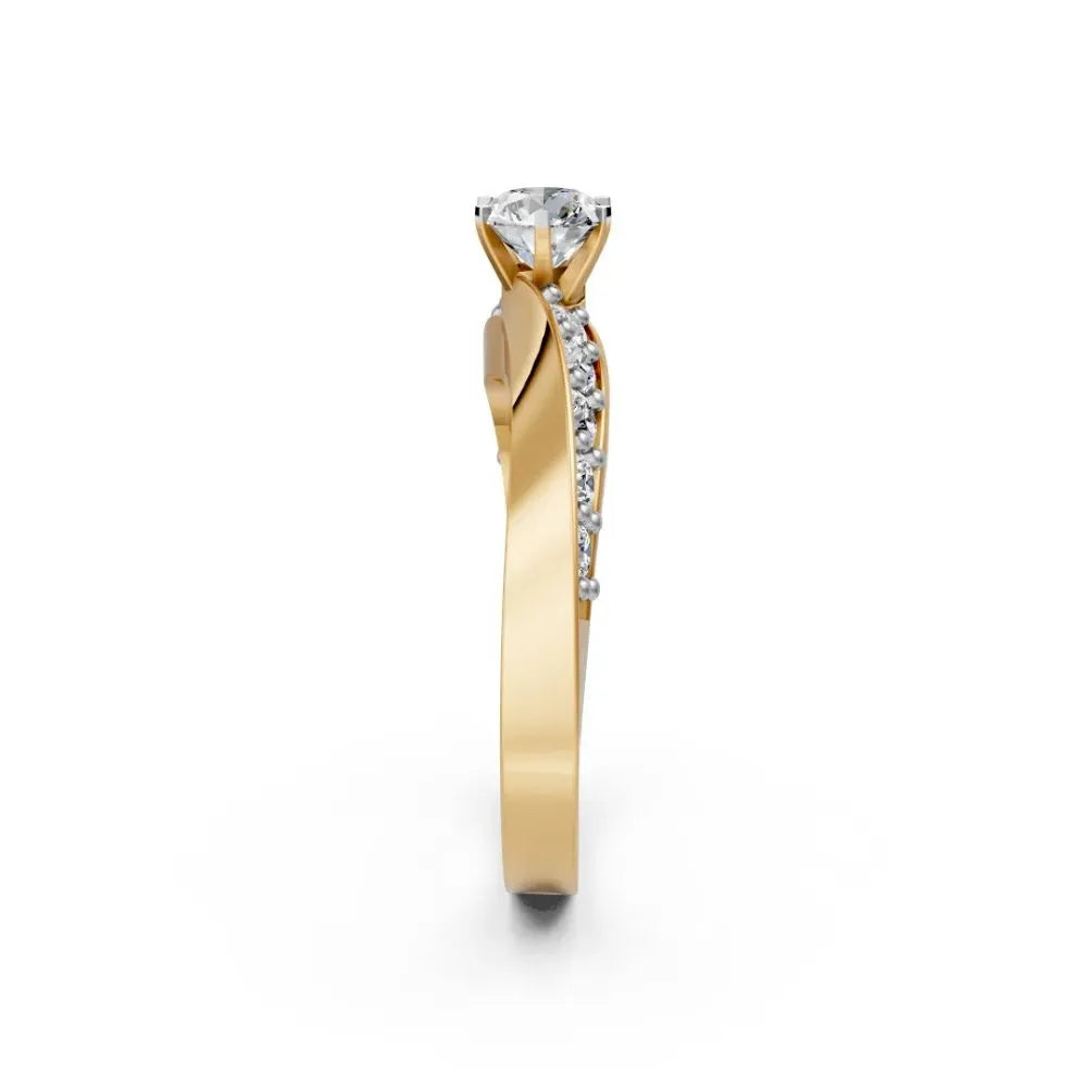 Modern Spark Solitaire Ring Yellow Gold