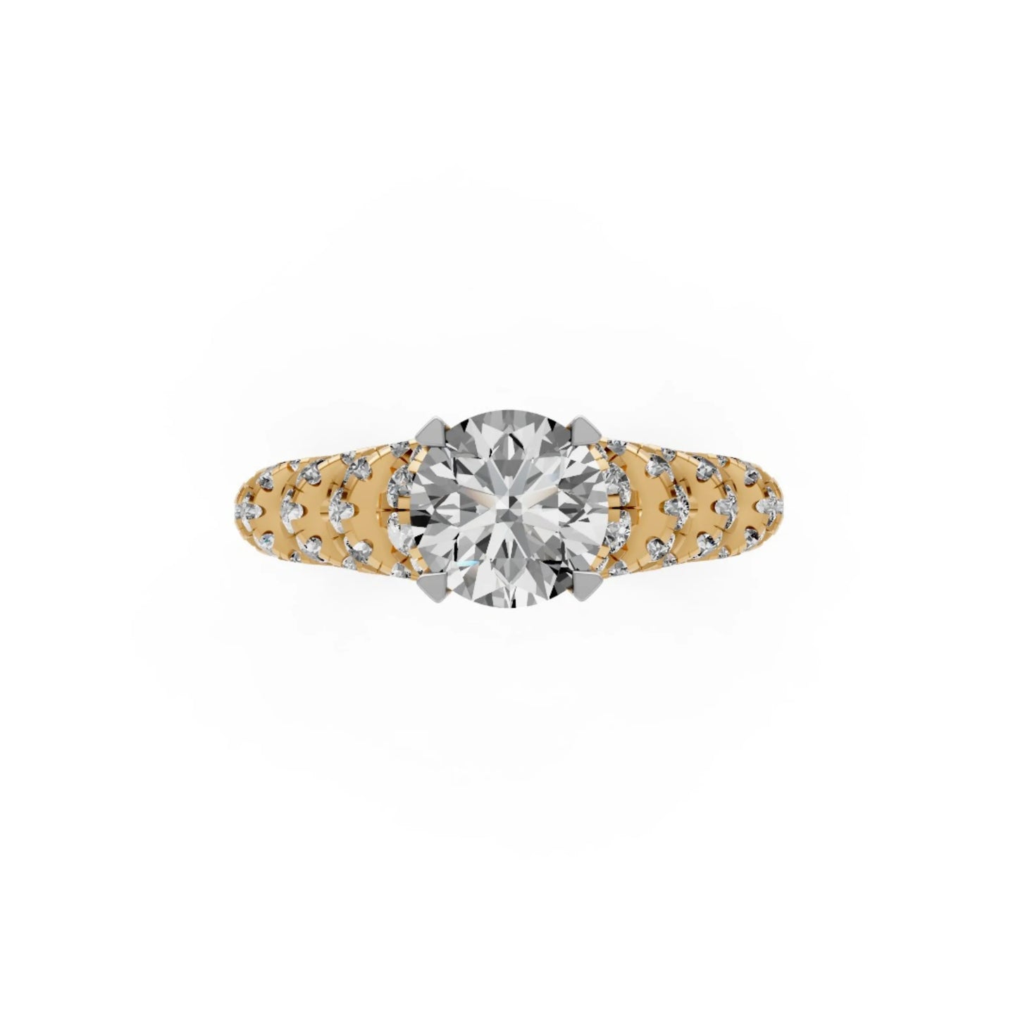 LuxeCrown Multi-Band Solitaire Ring Yellow Gold