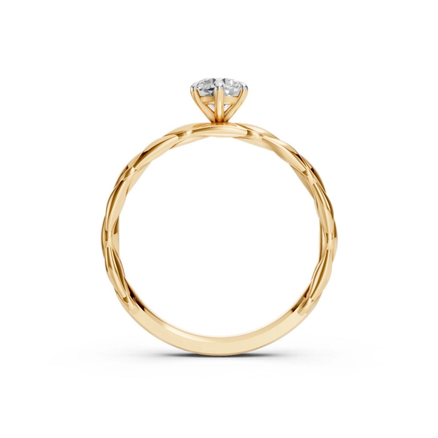 Braided Grace Solitaire Ring Yellow Gold