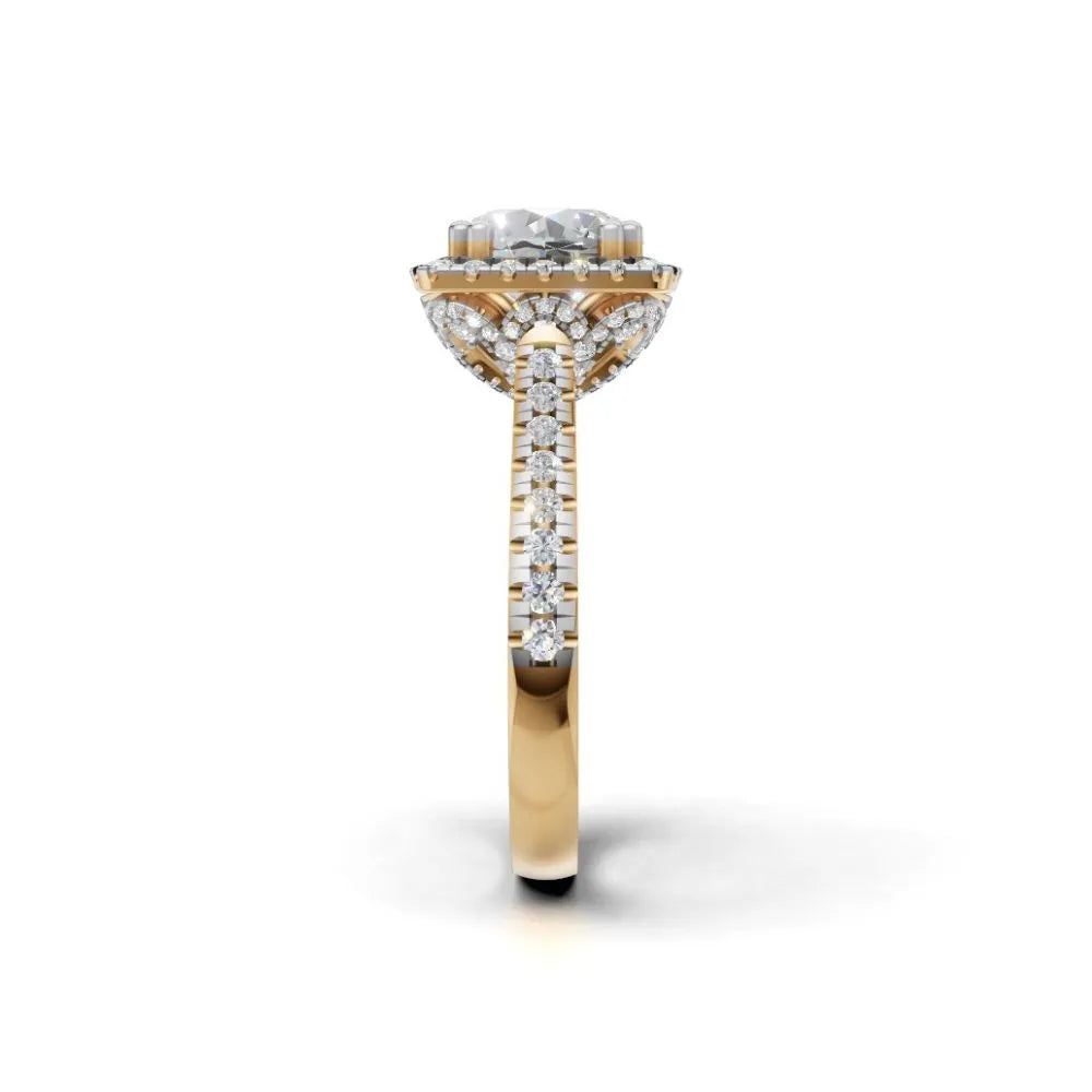 Vintage Glow Halo Engagement Ring Yellow Gold