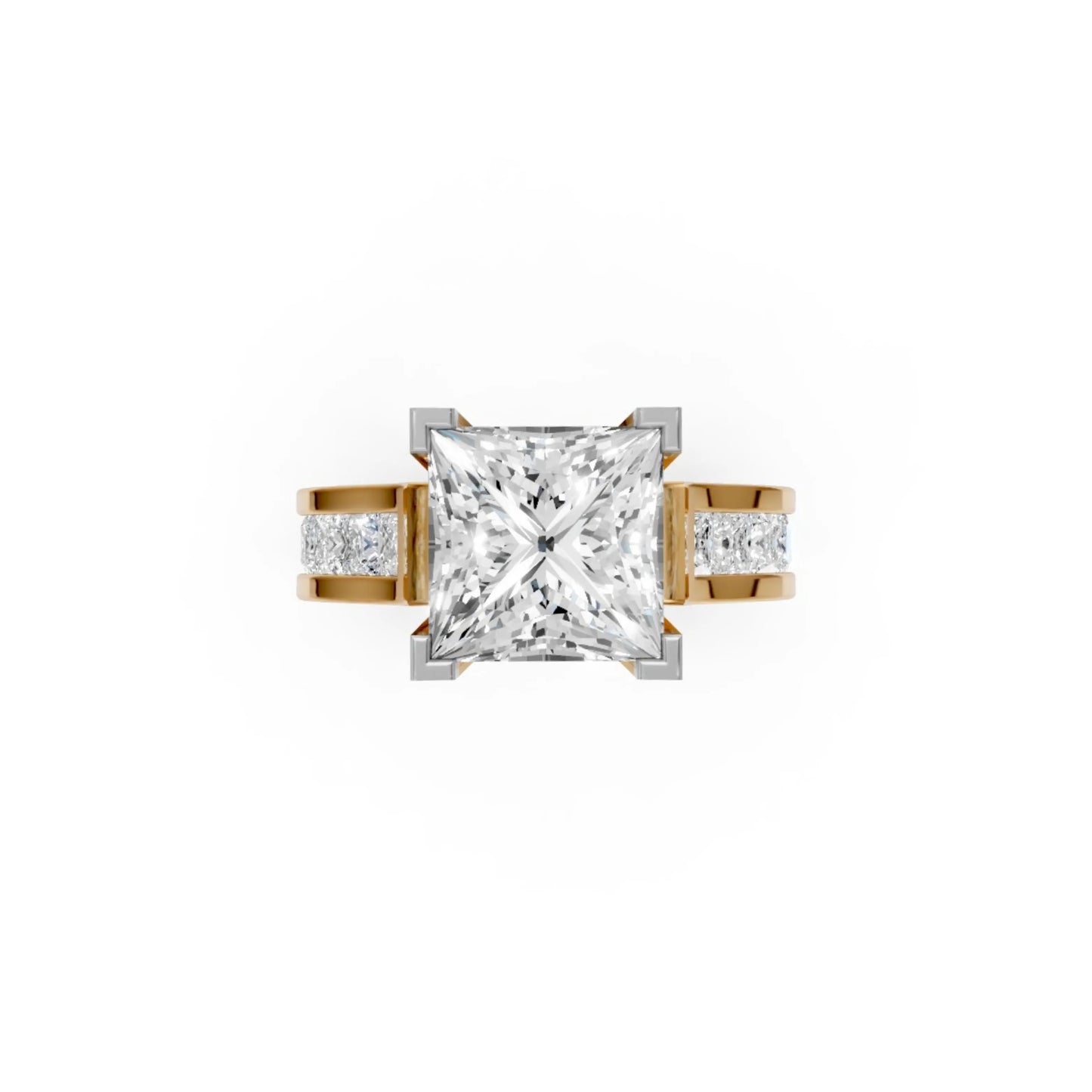 Princess-Cut Channel Ring Yellow Gold