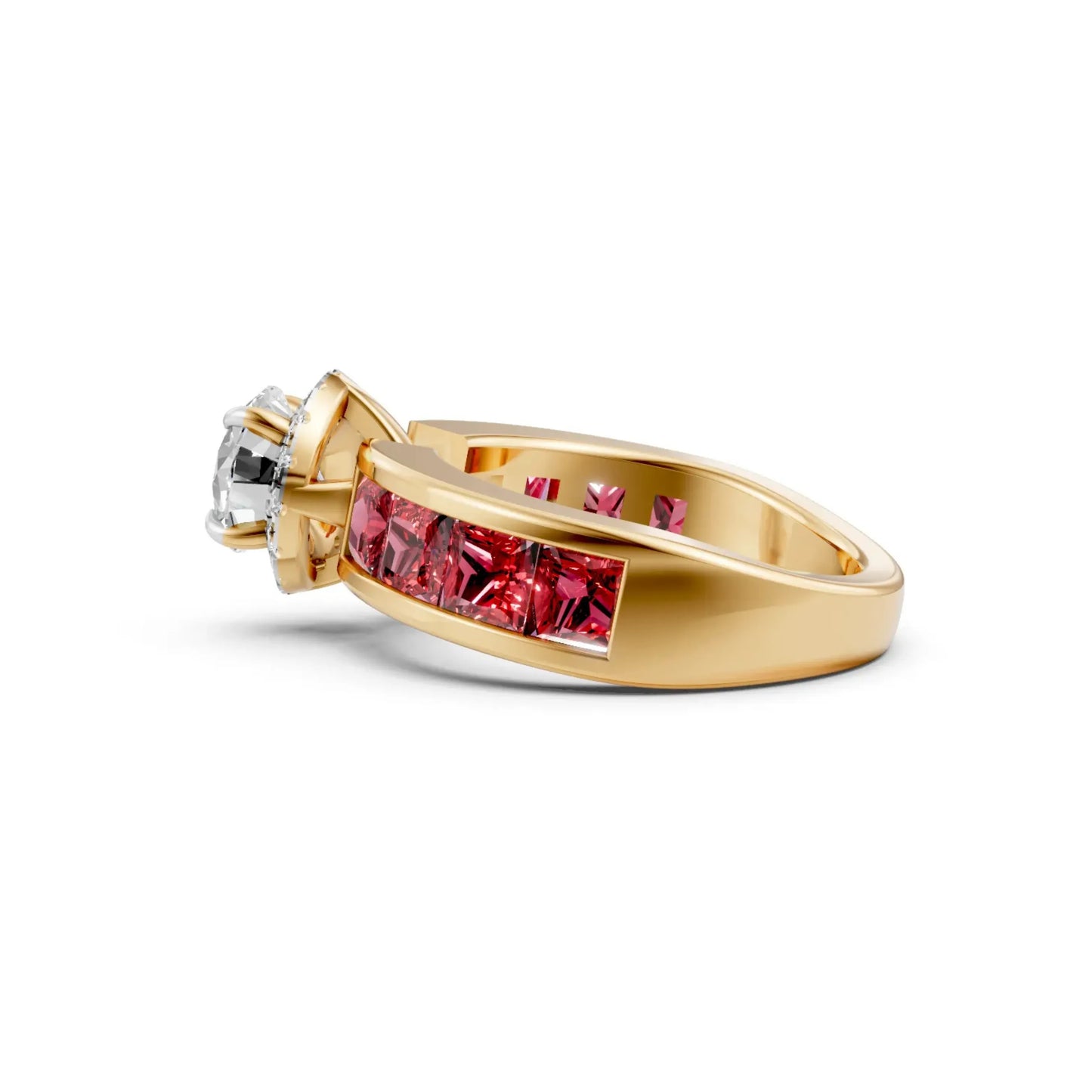 Ruby Channel Solitaire Ring Yellow Gold