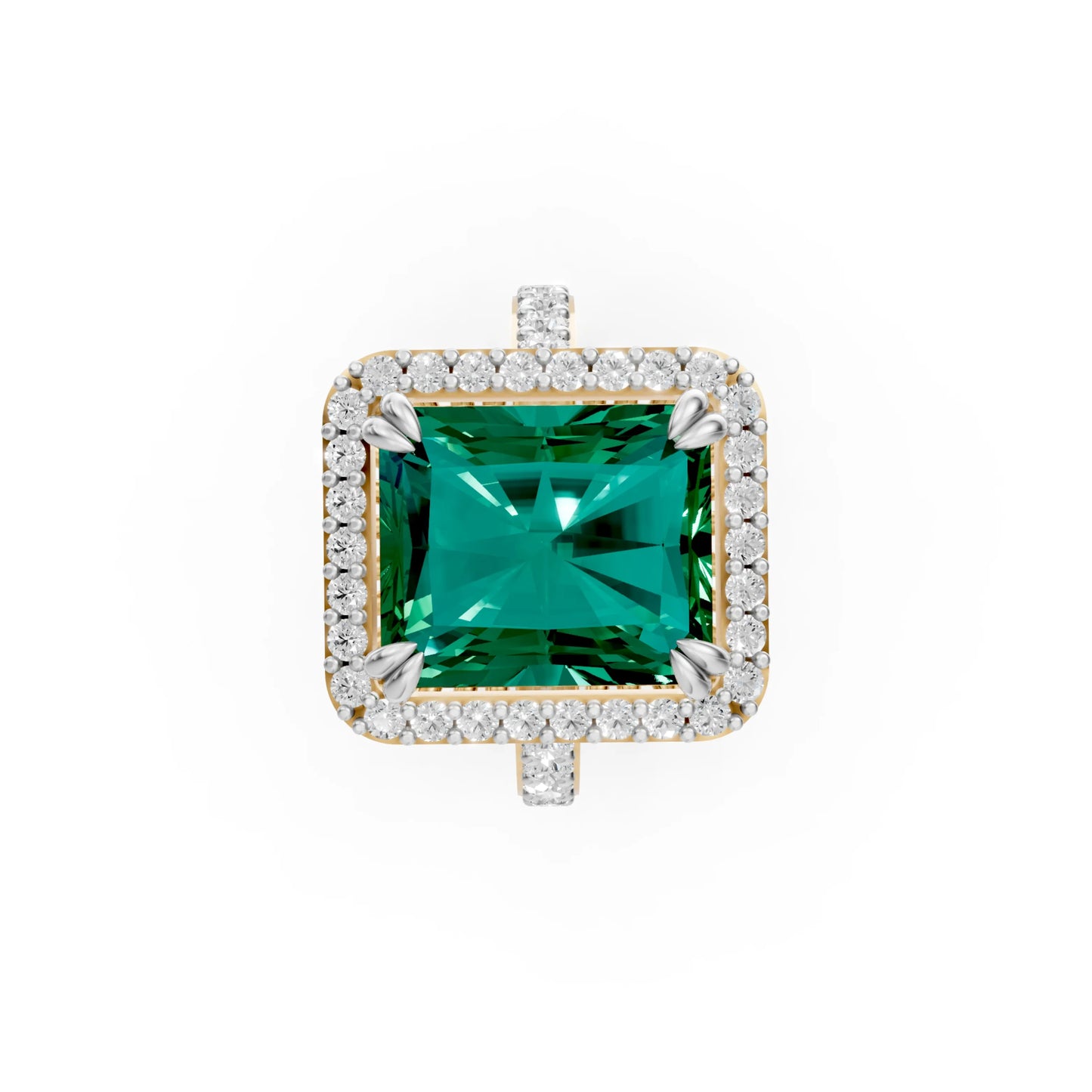 Cushion Halo Statement Ring Yellow Gold