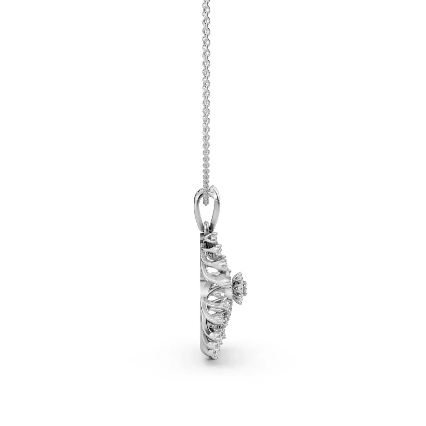 Floral Spiral Diamond Pendant White Gold