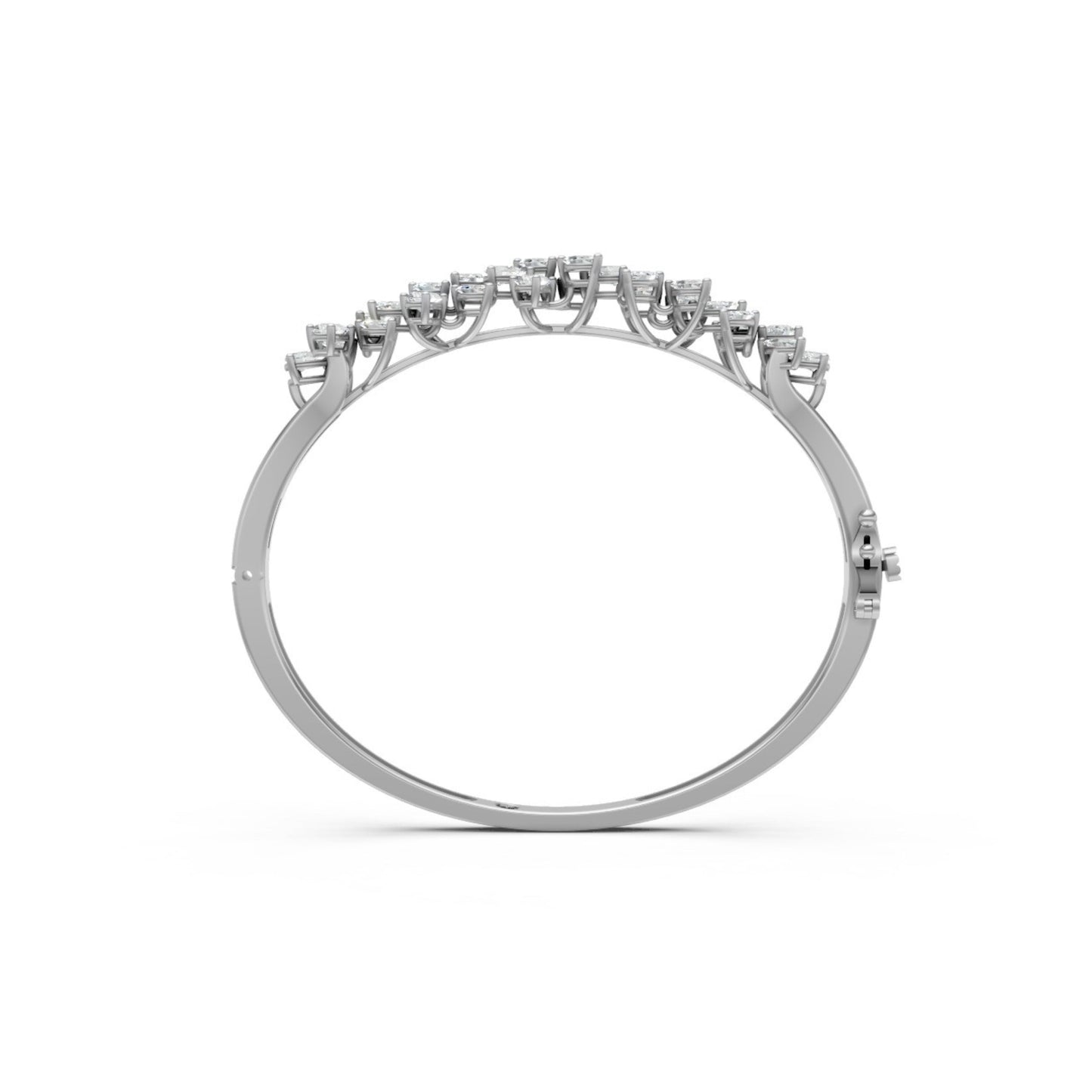 Exquisite Round and Marquise Diamond Bangle White Gold