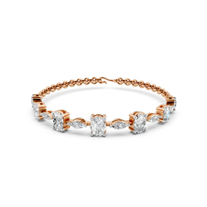 Elegant Oval & Marquise Diamond Bracelet Rose Gold