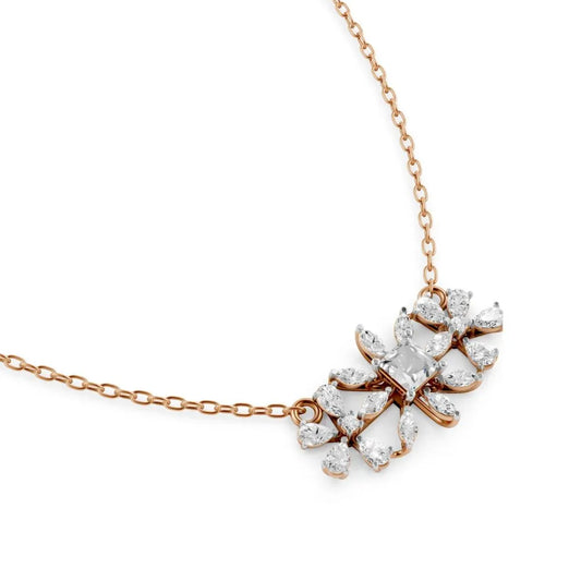 Floral Cluster Lab Diamond Necklace Rose Gold