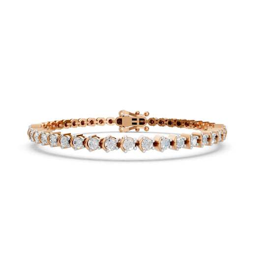 Round Cut Diamond Tennis Bracelet Rose Gold