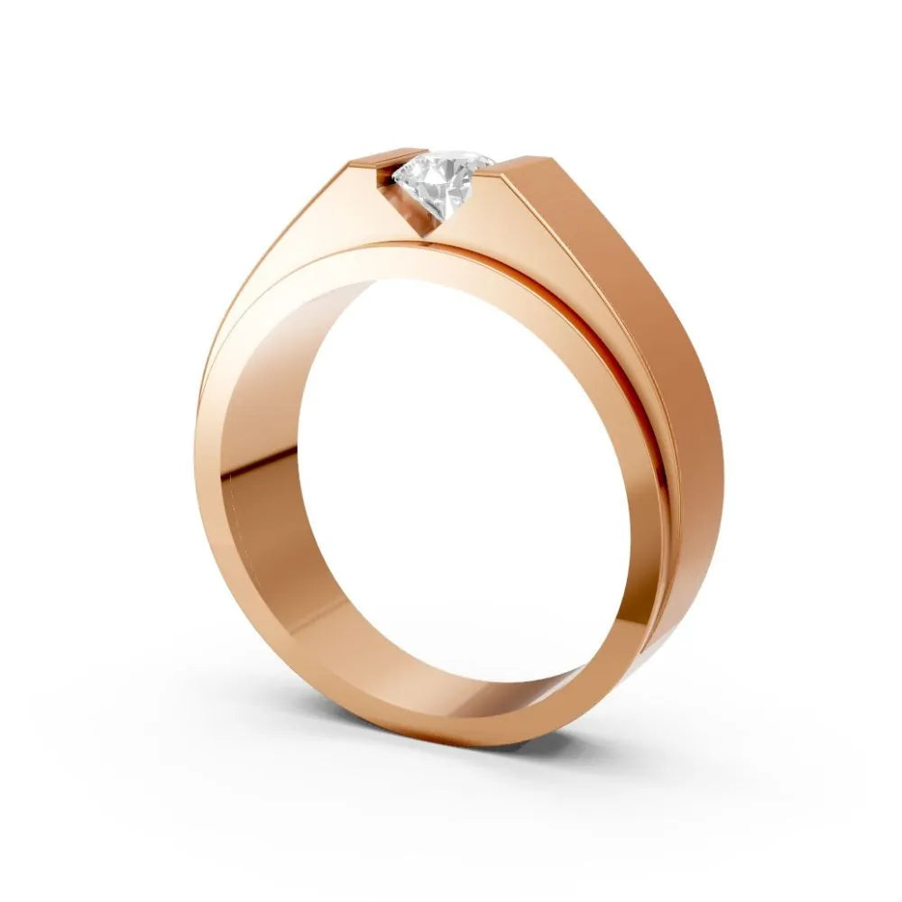 Men’s Princess Cut Diamond Ring with Bold Bezel Setting Rose Gold