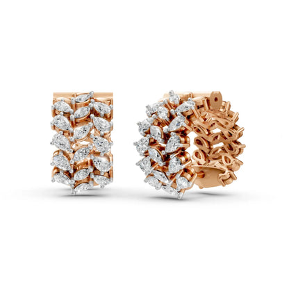 Pear-Round Cluster Hoop Earrings Rose Gold