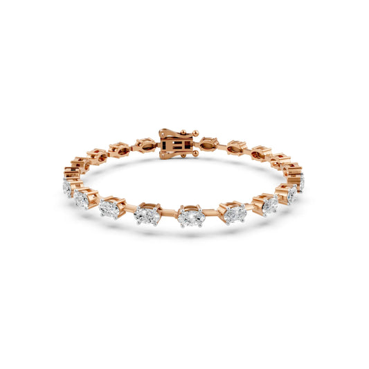 Half-Set Oval Diamond Bracelet Rose Gold