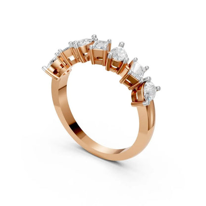 DualCut Pear-Emerald Diamond Band Rose Gold