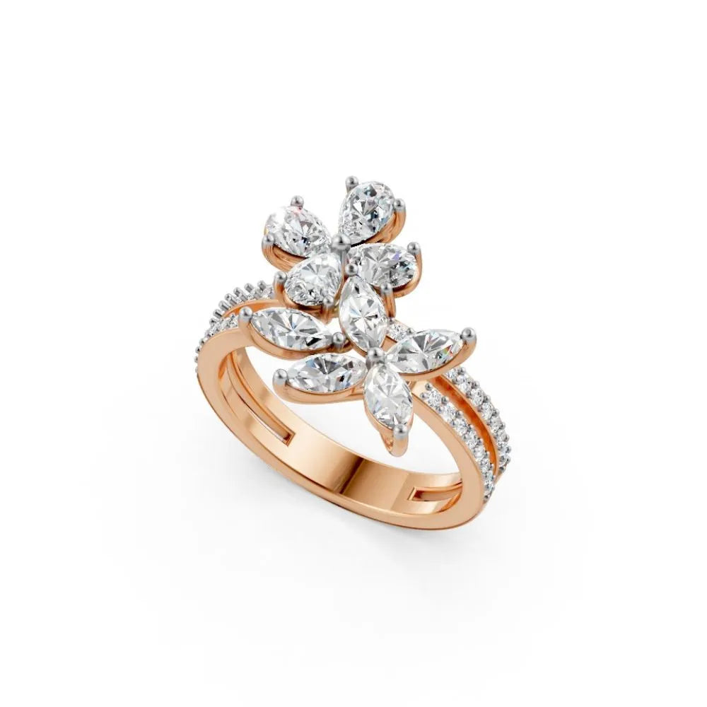 BlossomGlow Marquise Diamond Ring Rose Gold