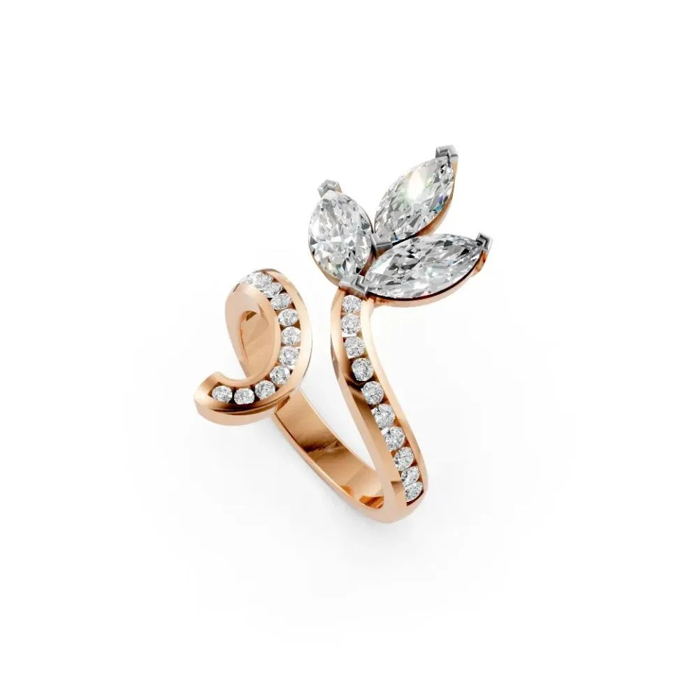 NatureWhirl Leaf Diamond Ring Rose Gold