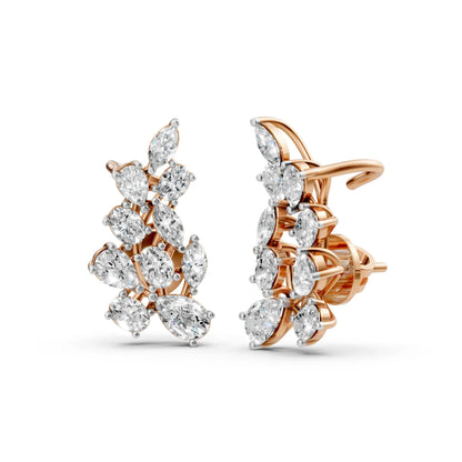 Pear-Marquise Cluster Earrings Rose Gold