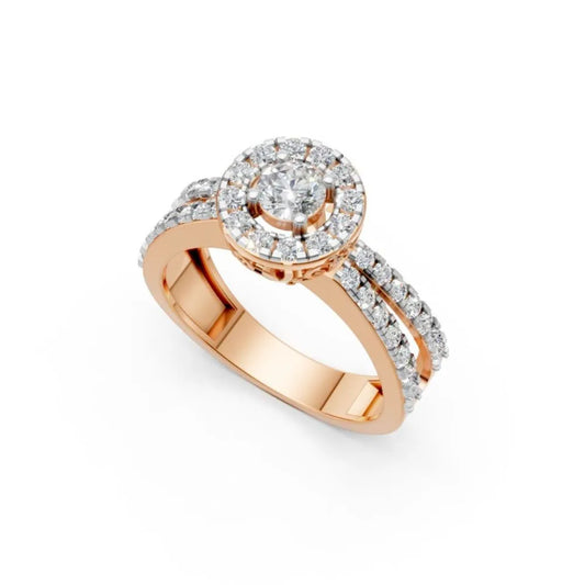 FloralLace Vintage Halo Ring Rose Gold