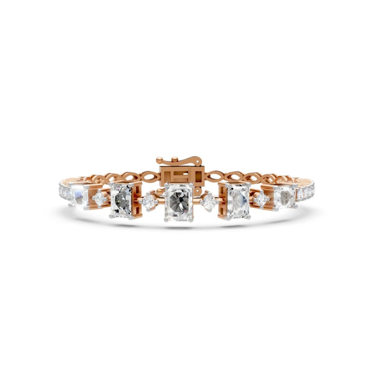 Emerald-Cut Diamond Bracelet Rose Gold