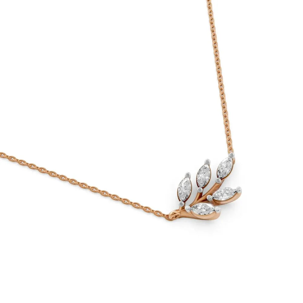 Marquise Cluster Diamond Necklace Rose Gold