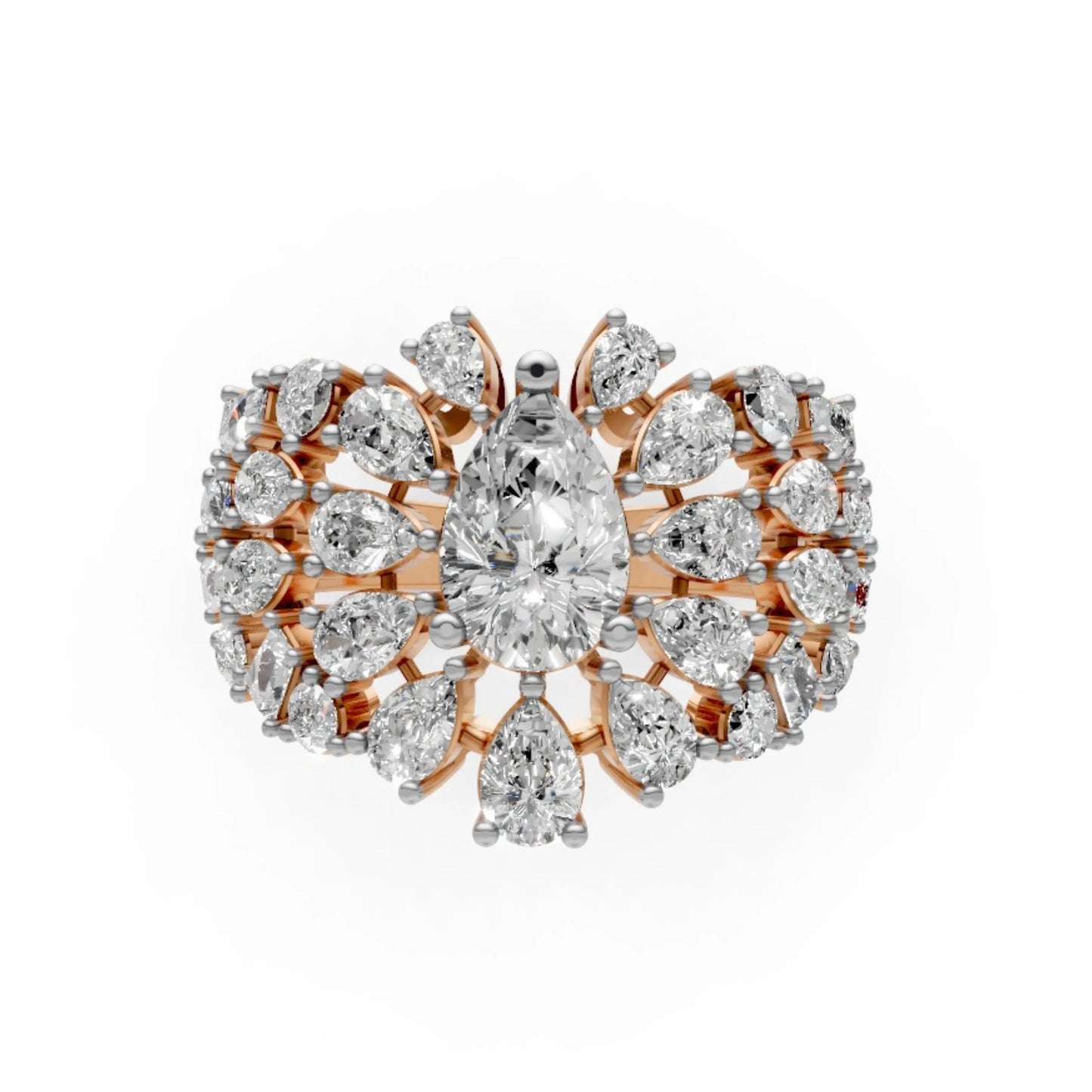 Couture Tiered Diamond Cluster Ring Rose Gold