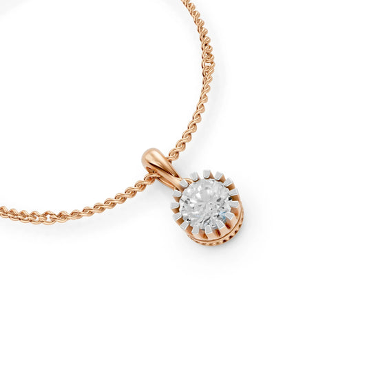 Crown Solitaire Pendant Rose Gold