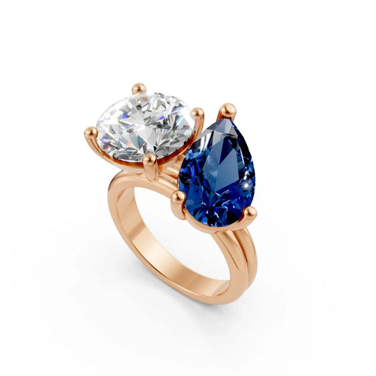 BlueWhisper Two-Stone Diamond Ring Rose Gold