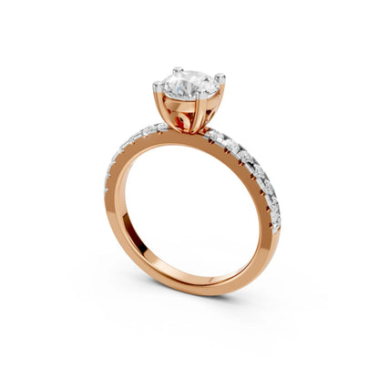 ClassicGleam Solitaire Pavé Ring Rose Gold