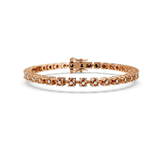 Prong-Set Diamond Tennis Bracelet Rose Gold