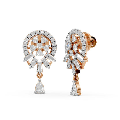Multi-Cut Diamond Drop Earrings Rose Gold