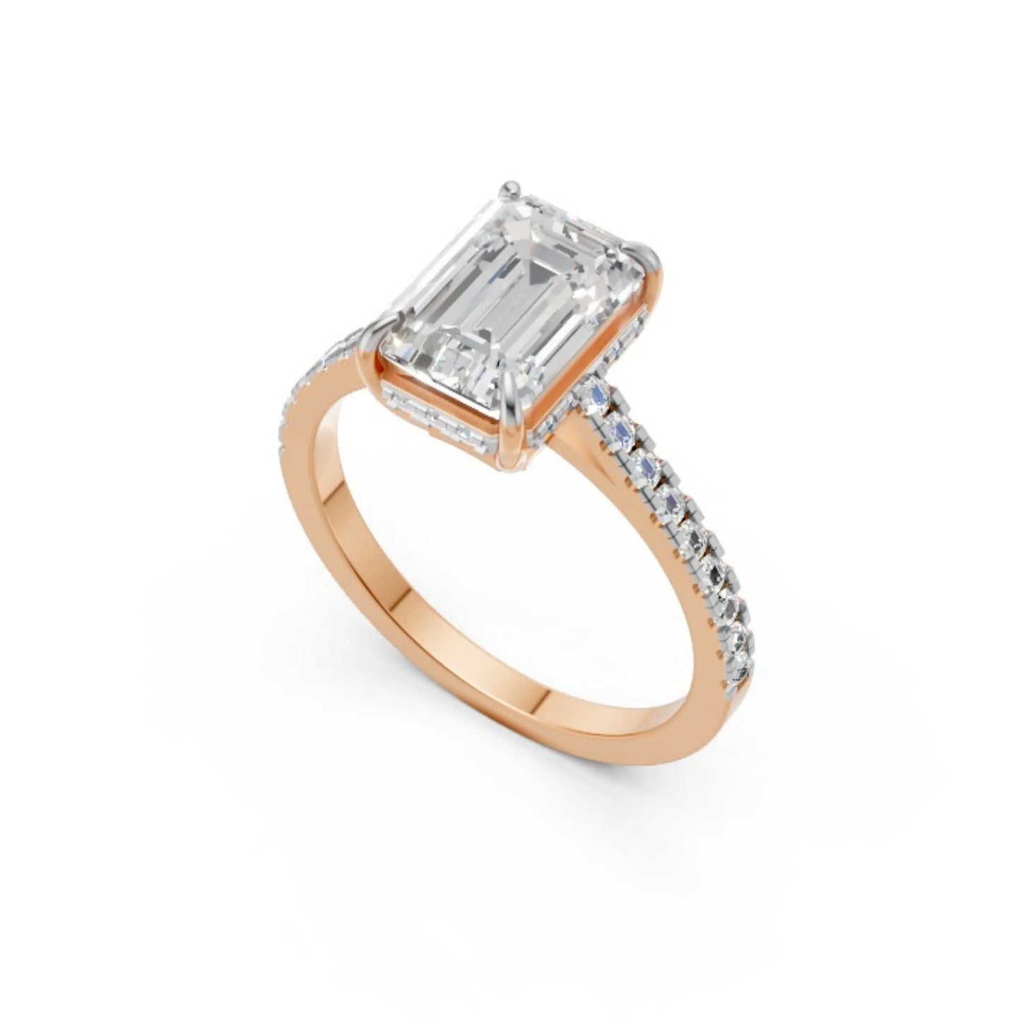 EternaLine Pavé Emerald Ring Rose Gold
