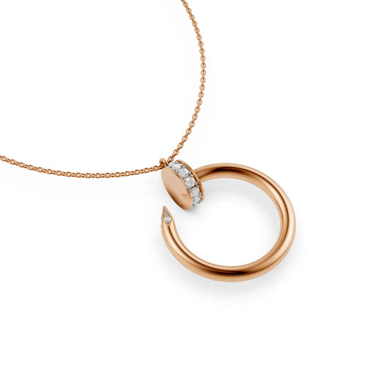 Open Circle Diamond Pendant Rose Gold