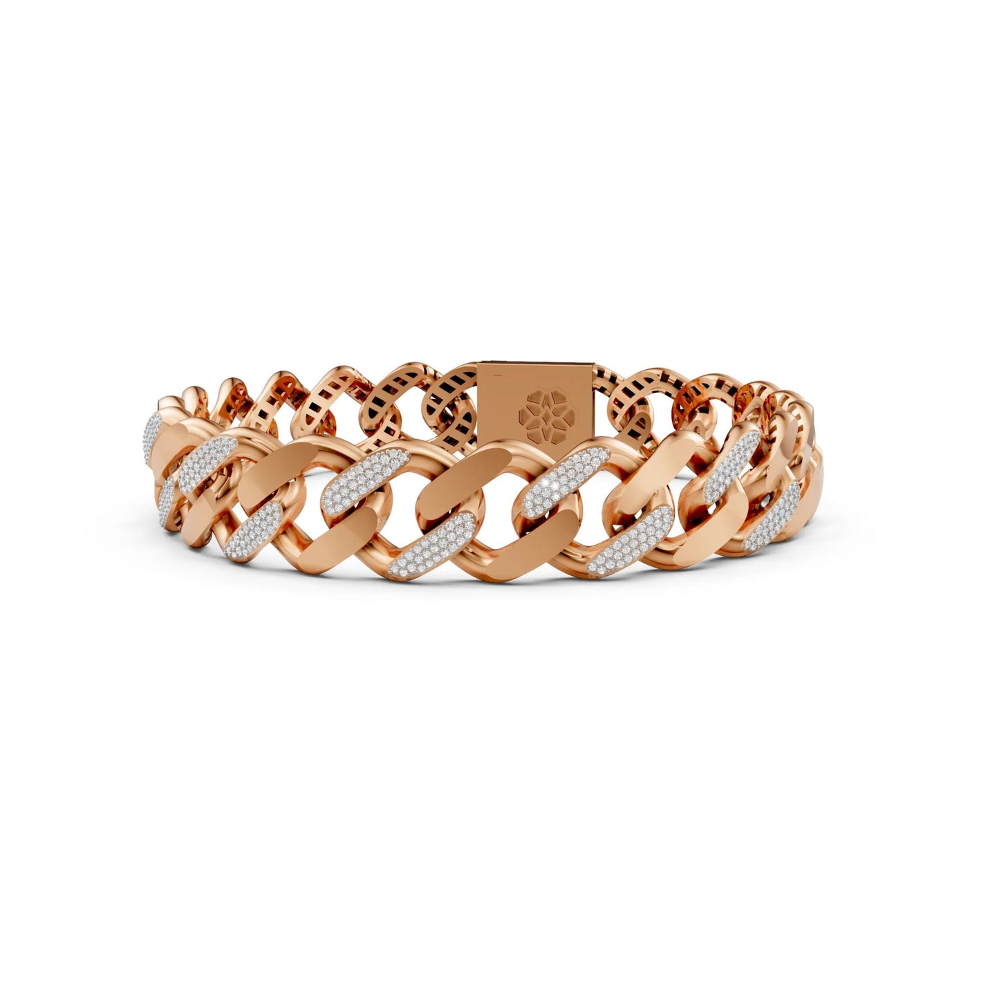 Men's Diamond-Accent Cuban Link Bracelet Rose Gold
