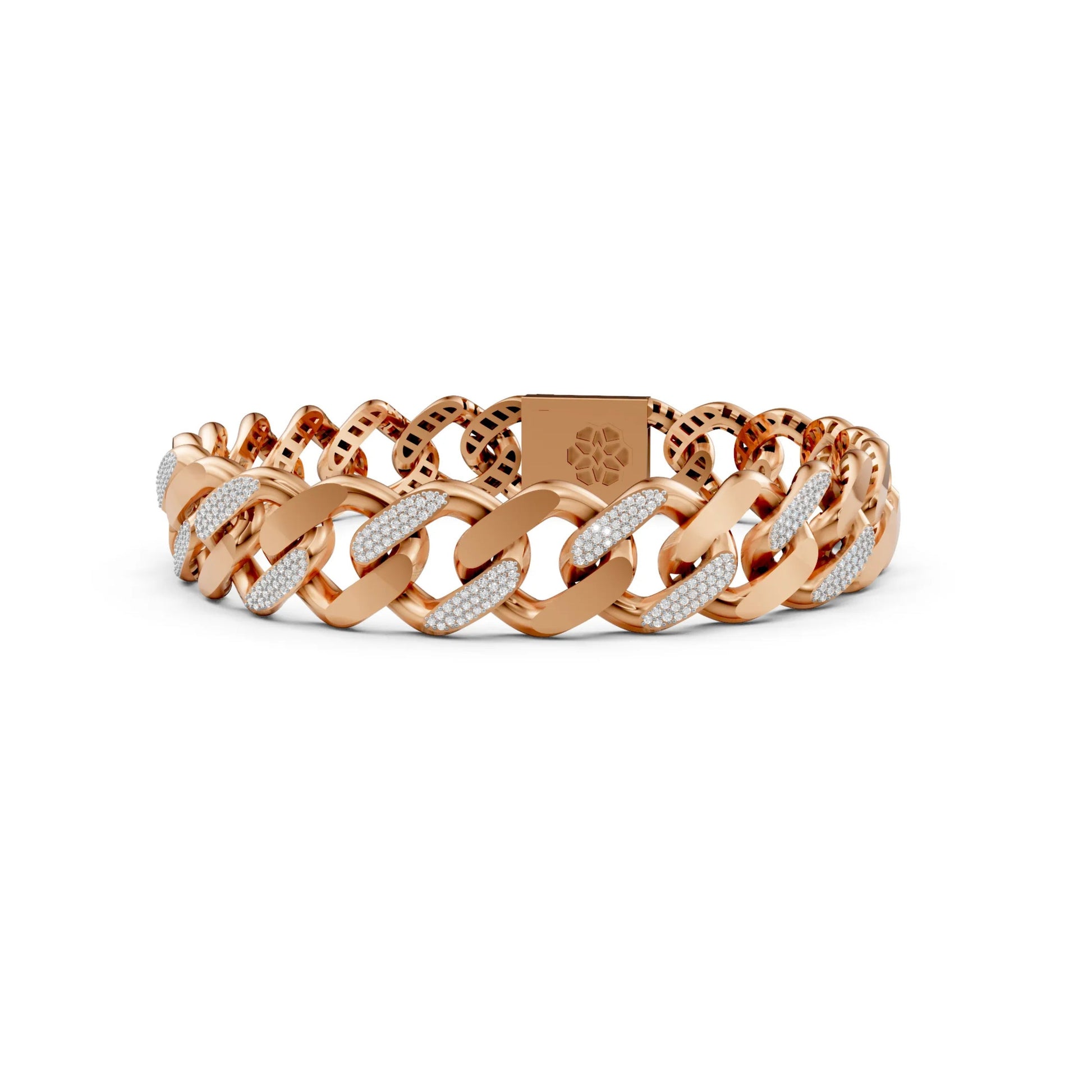 Men's Diamond-Accent Cuban Link Bracelet Rose Gold