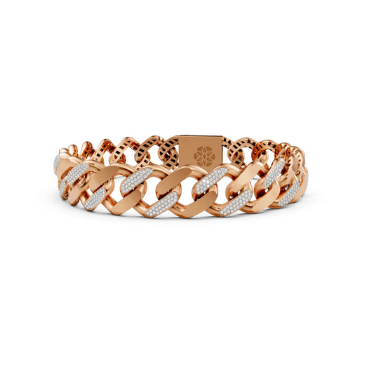 Men's Diamond-Accent Cuban Link Bracelet Rose Gold