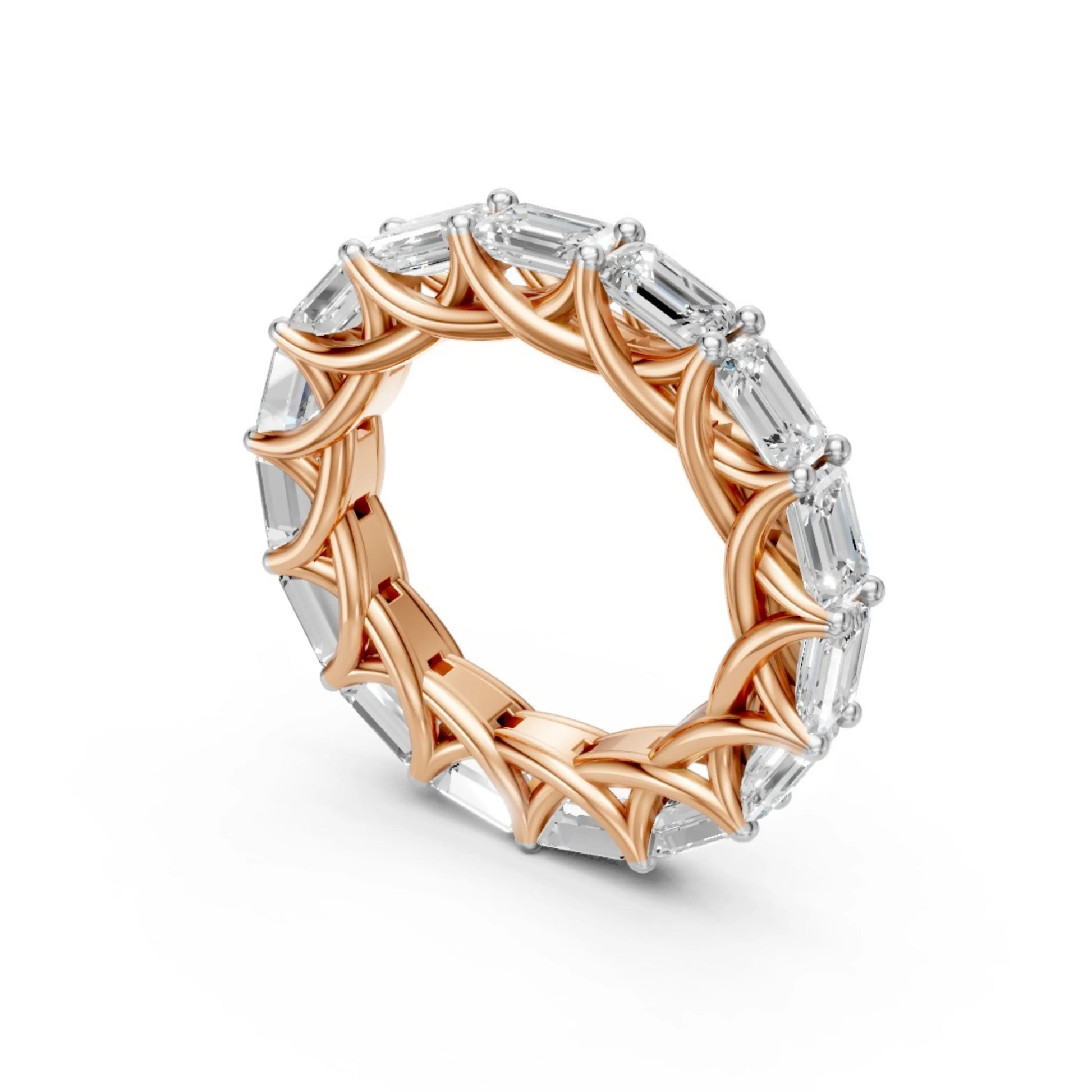 Lattice Baguette Bandr Rose Gold