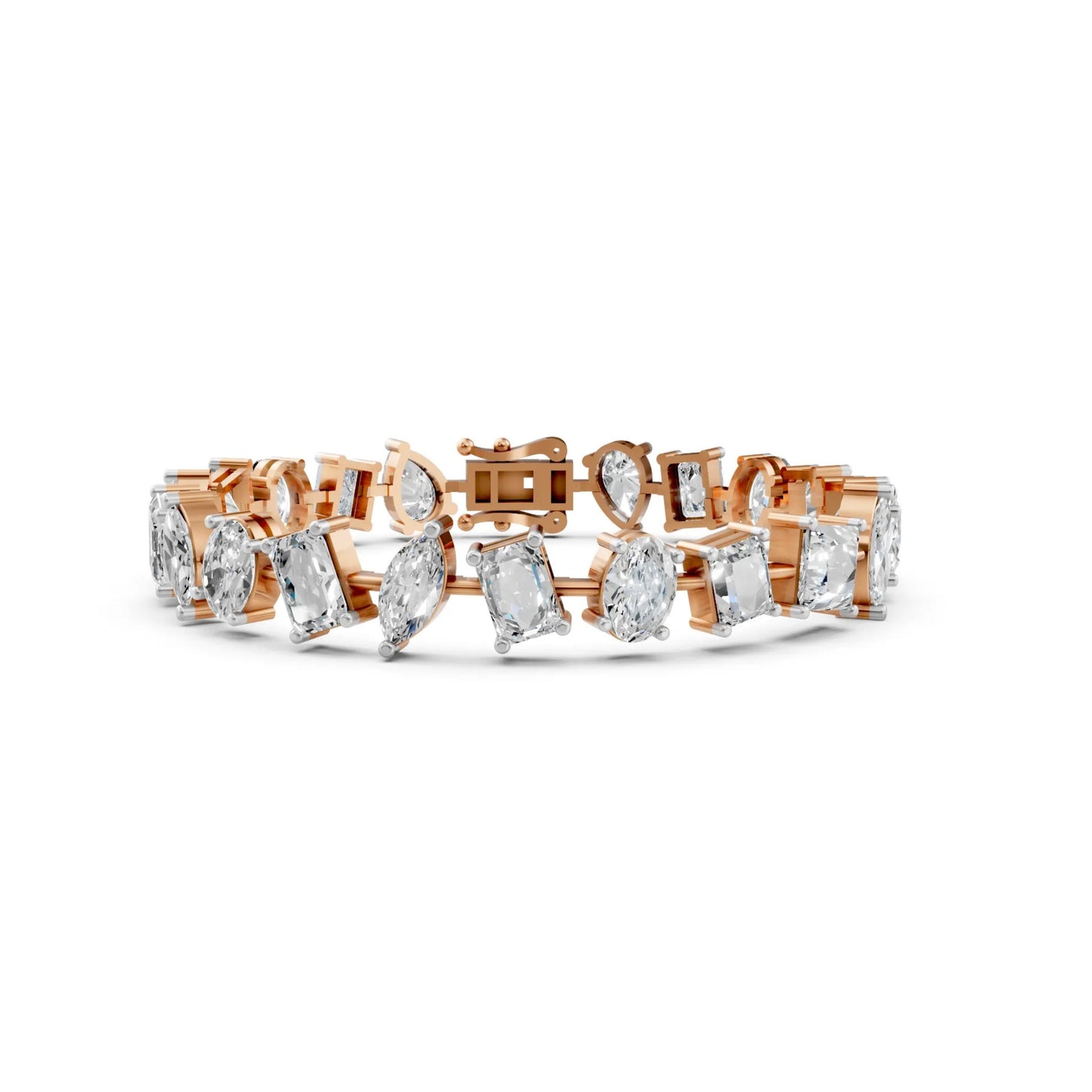 Elegant Multi-Shape Diamond Bracelet Rose Gold
