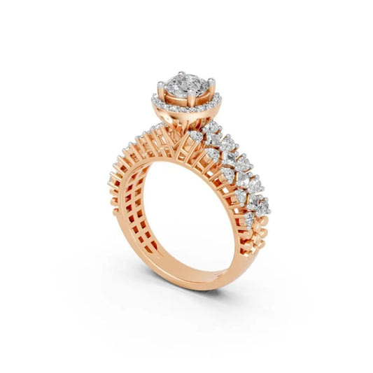 HaloBloom Cluster Bridal Ring Set Rose Gold