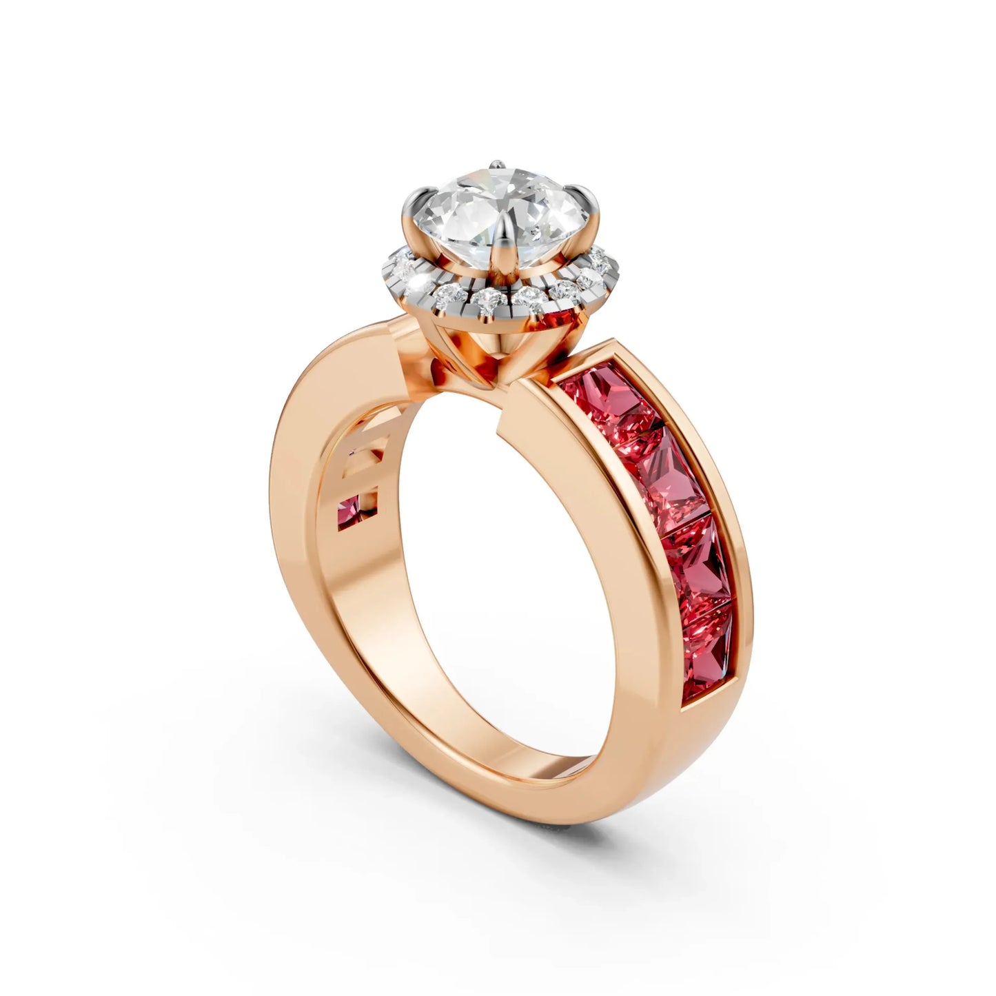 Ruby Channel Solitaire Ring Rose Gold