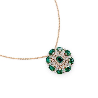 Emerald Floral Cocktail Pendant Rose Gold