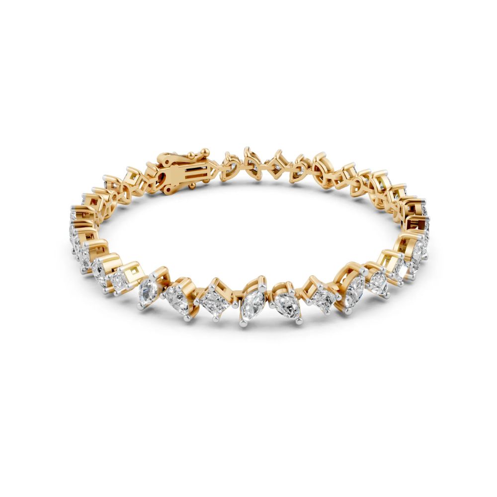 Multi-Shape Diamond Tennis Bracelet Yellow Gold 