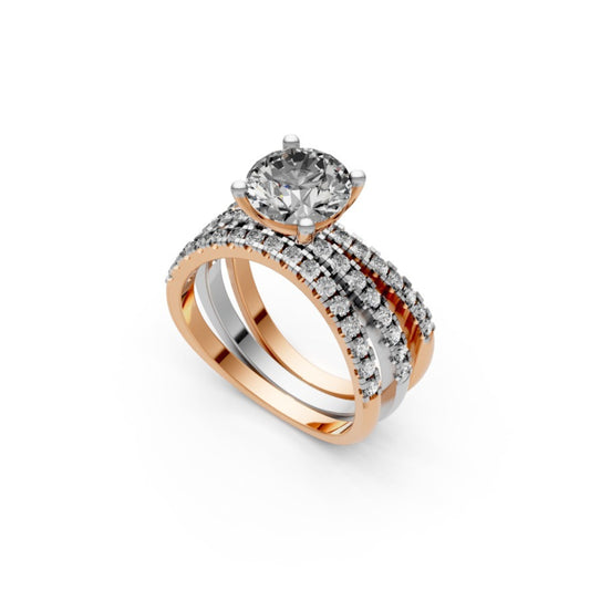 EternaCrown Two-Tone Bridal Ring Set Rose Gold