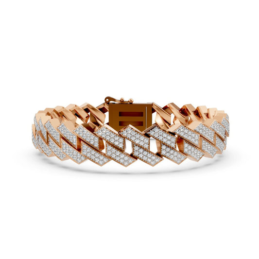 Wide Link Diamond Bracelet Rose Gold