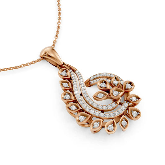 Leaf Diamond Pendant Rose Gold