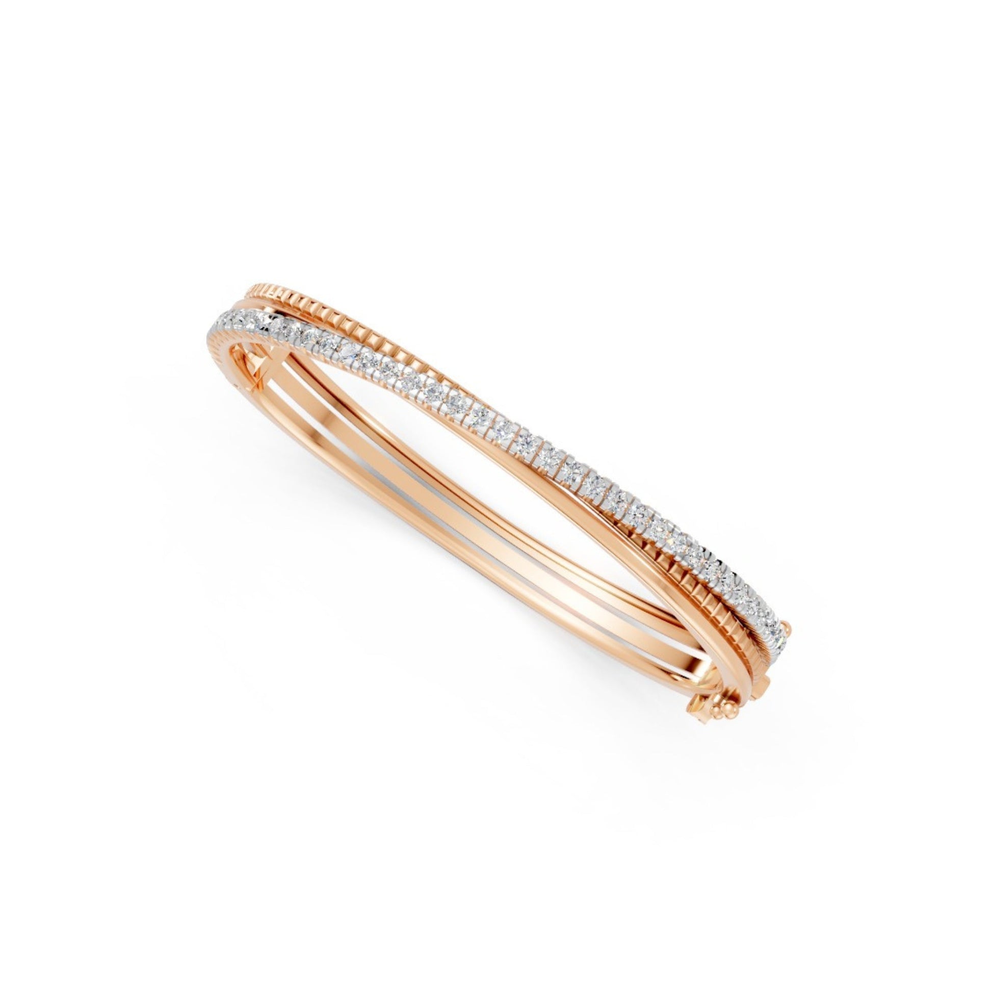 Contemporary Triple-Band Diamond Bangle Rose Gold