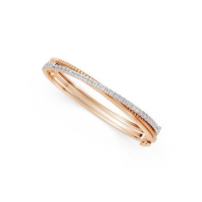 Contemporary Triple-Band Diamond Bangle Rose Gold