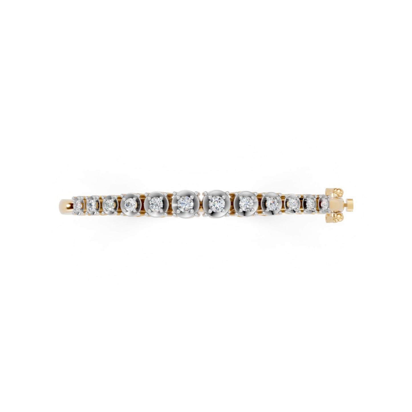 Elegant Round-Cut Diamond Bangle  Yellow Gold