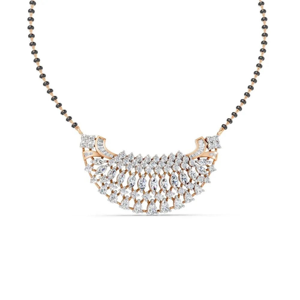 Statement Diamond Mangalsutra with Marquise & Round Accents Rose Gold