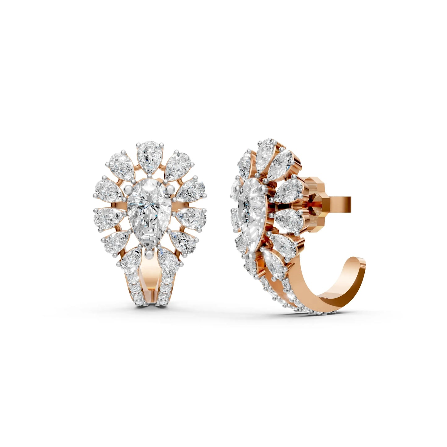 Pear Diamond Earrings Rose Gold